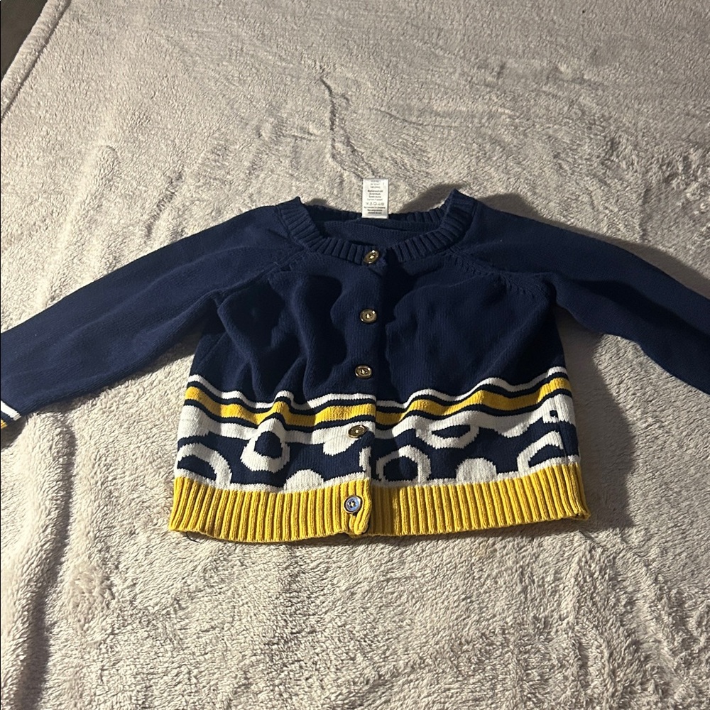 Gymboree Navy and Yellow Patterned Cardigan